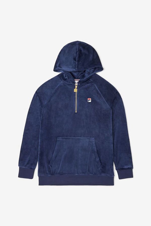 Fila Laurent Velour Men's Hoodies - Navy,NZ 735-19063